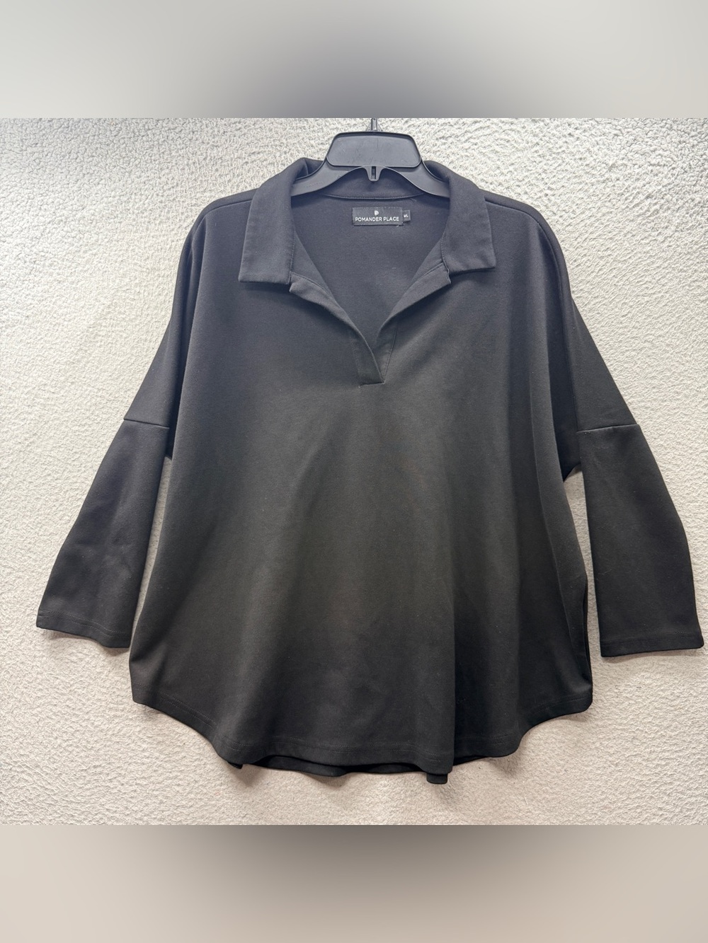 Tuckernuck Pomander Place Easy Polo Swing Sweatshirt Top Black Women’s Size M/L